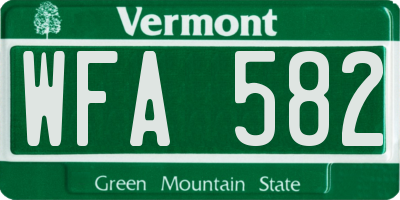 VT license plate WFA582