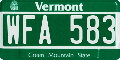 VT license plate WFA583