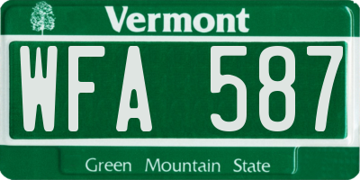 VT license plate WFA587