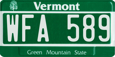 VT license plate WFA589