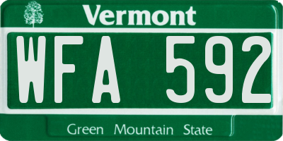VT license plate WFA592