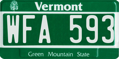 VT license plate WFA593