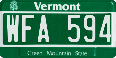 VT license plate WFA594