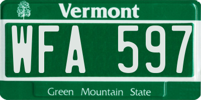 VT license plate WFA597
