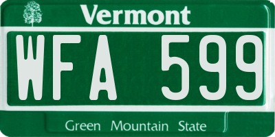 VT license plate WFA599