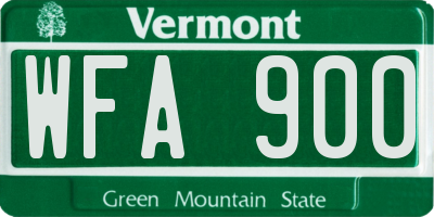 VT license plate WFA900