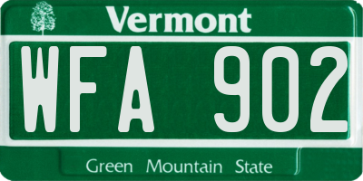 VT license plate WFA902