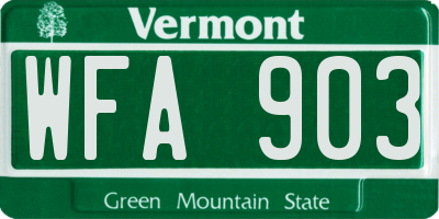 VT license plate WFA903