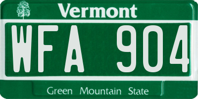 VT license plate WFA904