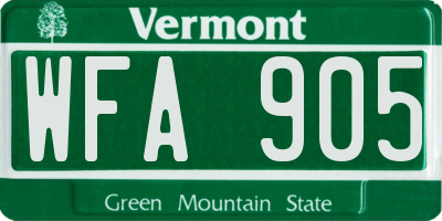 VT license plate WFA905