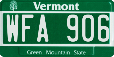 VT license plate WFA906