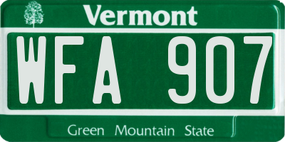 VT license plate WFA907