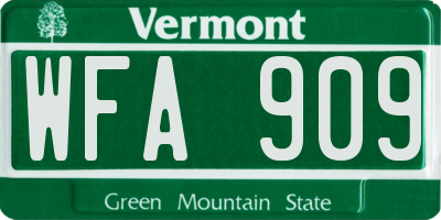 VT license plate WFA909