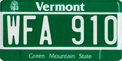 VT license plate WFA910