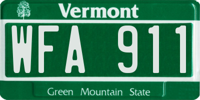 VT license plate WFA911