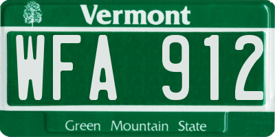 VT license plate WFA912