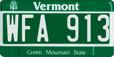 VT license plate WFA913