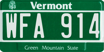 VT license plate WFA914