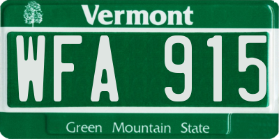 VT license plate WFA915