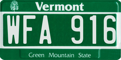 VT license plate WFA916