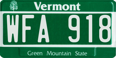 VT license plate WFA918