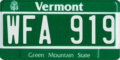 VT license plate WFA919