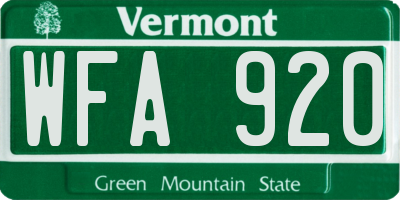 VT license plate WFA920