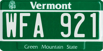 VT license plate WFA921