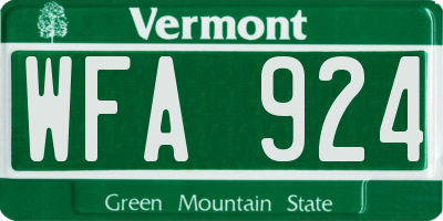 VT license plate WFA924
