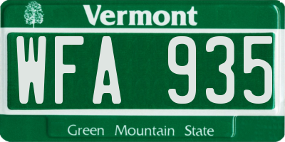 VT license plate WFA935