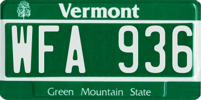 VT license plate WFA936