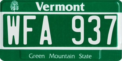 VT license plate WFA937