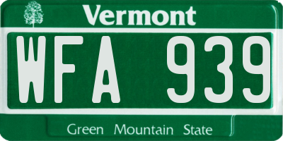 VT license plate WFA939