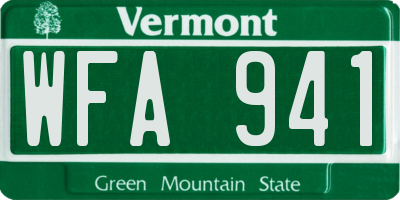 VT license plate WFA941