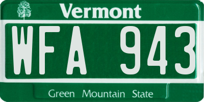 VT license plate WFA943