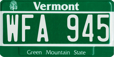 VT license plate WFA945