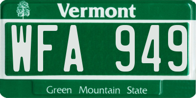 VT license plate WFA949