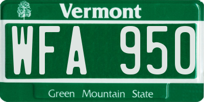 VT license plate WFA950