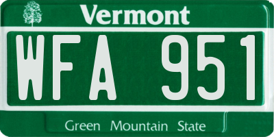 VT license plate WFA951