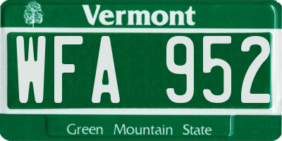 VT license plate WFA952