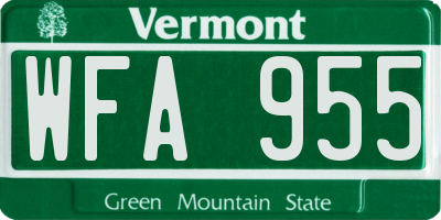 VT license plate WFA955