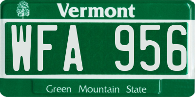 VT license plate WFA956
