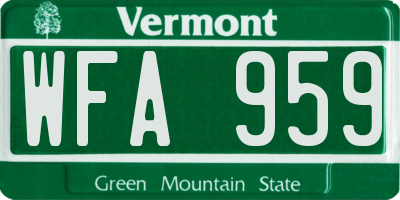 VT license plate WFA959