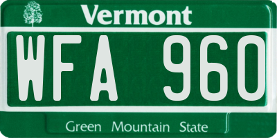VT license plate WFA960