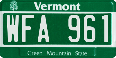 VT license plate WFA961