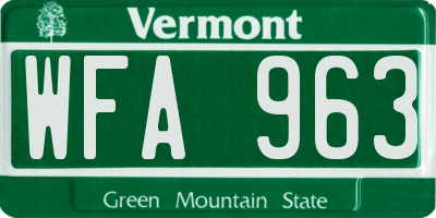 VT license plate WFA963