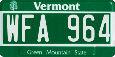 VT license plate WFA964