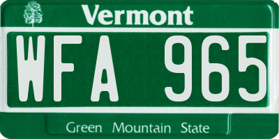 VT license plate WFA965