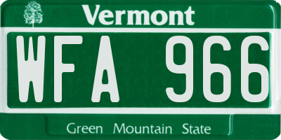 VT license plate WFA966