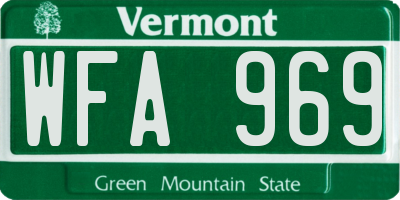 VT license plate WFA969